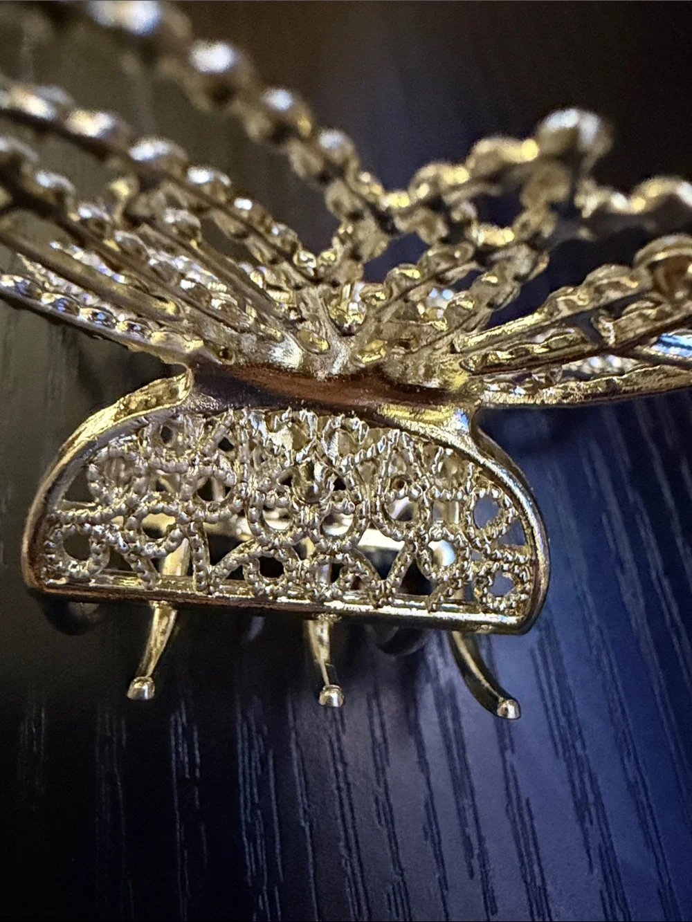 Gold and Rhinestone Butterfly Hair Clip NWT
